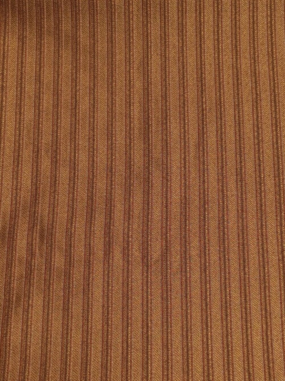 8+ Yards Microtex Jacquard Leeds Upholstery Fabric Coffee Brown Gold Striped Vtg